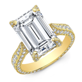 2Ct Emerald Cut Diamond Milgrain Ice Royal Solitaire Ring 14K Yellow Gold Finish
