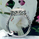 2.5ct Asscher Diamond Engagement Ring Round Accent Dual Halo 14k White Gold Over