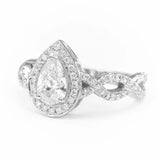 2.2ct Pear Cut VVS1D Diamond Engagement Ring Halo Infinity 14k White Gold Finish