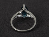2.3ct Engagement Ring Marquise London Blue Topaz Trilogy 14k White Gold Finish