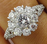 5Ct Round Cut Diamond Floral Iced Cocktail Engagement Ring 14K White Gold Finish