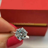 2.3ct Round Cut Moissanite 6 Prong Solitaire Women Ring 14k White Gold Plated