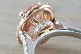 2.2ct Oval Cut Morganite Halo Solitaire with Accents Ring 14k Rose Gold Finish