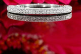 1ct Round Diamond Half Eternity Vintage Wedding Ring Band 14k White Gold Finish