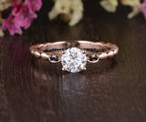 0.5ct Round Cut Moissanite Minimalist Women Engagement Ring 14k Rose Gold Plated