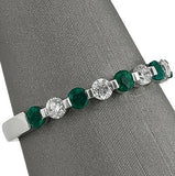 2Ct Round Cut Alternate Green Emerald Diamond Wedding Band 14K White Gold Finish