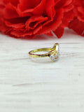 0.2ct Round Cut Moissanite Leaf Split Band Wedding Ring 14k Yellow Gold Plated