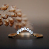 0.25ct Round Cut Moissanite Curved Stackable Wedding Band 14K Yellow Gold Plated