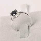 1.7ct Round Black Diamond Solitaire with Round Accent Ring 14k White Gold Finish