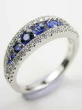 2ct Round Cut Blue Sapphire Wedding Band Ring Anniversary 14k White Gold Finish