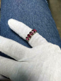2.5ct Wedding Ring Band Oval Cut Pink Ruby Five Stone 14k White Gold Finish