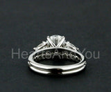 2.2ct Round Cut Moissanite Trilogy Ring Half Eternity Band 14k White Gold Plated