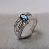 2.3ct Engagement Ring Oval Cut London Blue Topaz Split Shank 14k White Gold Over