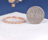 0.5ct Round Cut Moissanite Half Eternity Milgrain Wed Band 14k Rose Gold Plated