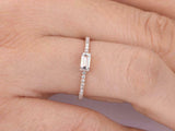 1ct Baguette Cut Morganite Engagement Ring Accents Solitaire 14k Rose Gold Over