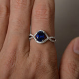 2ct Oval Cut Blue Sapphire Infinity Wedding Engagement Ring 14k WhiteGold Finish