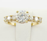 Accents Solitaire Engagement Ring 2ct Round Cut Diamond 14k Yellow Gold Finish