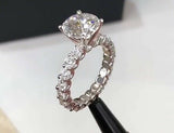 2ct Round Cut Diamond Eternity Band Design Solitaire Ring 14k White Gold Finish