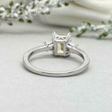 2.2ct Emerald Cut Yellow Sapphire Solitaire with Accent Ring 14k White Gold Over