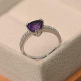 2.2ct Engagement Ring Trillion Cut Amethyst Diamond Accent 14k White Gold Finish