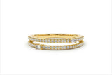2ct Baguette Cut Diamond Two Row Split Wedding Ring Band 14k Yellow Gold Finish