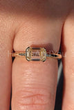 0.5ct Emerald Simulated Diamond Half Bezel Solitaire Ring 14k Yellow Gold Plated