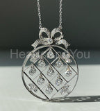 1ct Round Cut Moissanite Dangling Knot Pendant with Chain 14k White Gold Plated