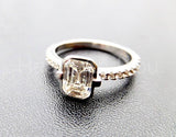 2.2ct Emerald Simulated Diamond Solitaire with Accent Ring 14k White Gold Plated