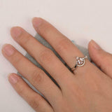 1ct Pear Morganite Curved Chevron Solitaire Round Accent Ring 14k WhiteGold Over
