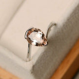 0.5ct Pear Cut Peach Morganite Solitaire Engagement Ring 14k White Gold Finish