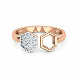 1Ct Round Cut Diamond Hexagon Shape Open Engagement Ring 14K Rose Gold Finish