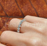 0.1ct Round Cut Moissanite Stackable Women Wedding Band 14k White Gold Plated