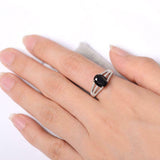2.4ct Engagement Ring Oval Cut Black Diamond Split Shank 14k White Gold Finish