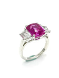 2.5ct Cushion Cut Pink Sapphire Engagement Ring Trilogy 14k White Gold Finish