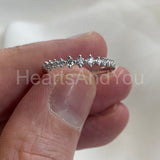 0.5ct Round Cut Moissanite Minimalist Women Wedding Band 14K White Gold Plated