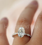 2.2ct Elongated Oval Cut Simulated Diamond Accented Ring 14k White Gold Plated