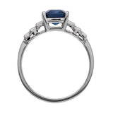 2ct Emerald Blue Sapphire Solitaire Step Baguette Accent Ring 14k WhiteGold Over
