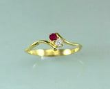 1ct Engagement Ring Round Cut Pink Ruby Two Stone Bypass 14k Yellow Gold Finish