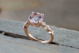 1.5ct Round Cut Peach Morganite Engagement Ring 14k RoseGold Over Diamond Accent
