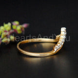 0.15ct Round Cut Moissanite Chevron Tiara Wedding Band 14K Yellow Gold Plated