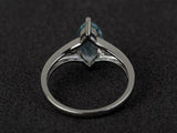 2.3ct Engagement Ring Marquise Cut Blue Aquamarine Trilogy 14k White Gold Finish