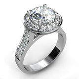 3ct Round Cut VVS1D Diamond Halo Stylish Engagement Ring 14k White Gold Finish