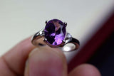 2.2ct Engagement Ring Oval Cut Purple Amethyst Three Stone 14k White Gold Finish