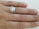 2ct Round Diamond Engagement Ring Dual Halo Cluster Accent 14k White Gold Finish