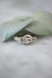 1ct Round Cut Diamond Engagement Ring Leaf Vine Solitaire 14k White Gold Finish