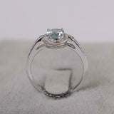 2.1ct Round Cut Blue Aquamarine Halo Diamond Accents Ring 14k White Gold Finish