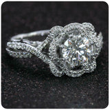 4Ct Round Cut Diamond Elegant Vintage Solitaire Queen Ring 14K White Gold Finish