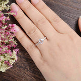 Solitaire with Accent Engagement Ring 1.5ct Oval Cut Diamond 14k White Gold Over