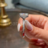 2.1ct Radiant Simulated Diamond Pave Halo Engagement Ring 14k White Gold Plated