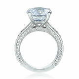 4Ct Round Cut Diamond Vintage Solitaire with Accents Ring 18K White Gold Finish